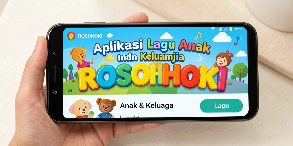 Tampilan utama antarmuka aplikasi ROSOHOKI dengan fitur lagu anak.