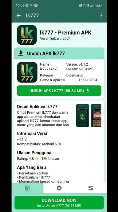 Tampilan halaman APK lk777